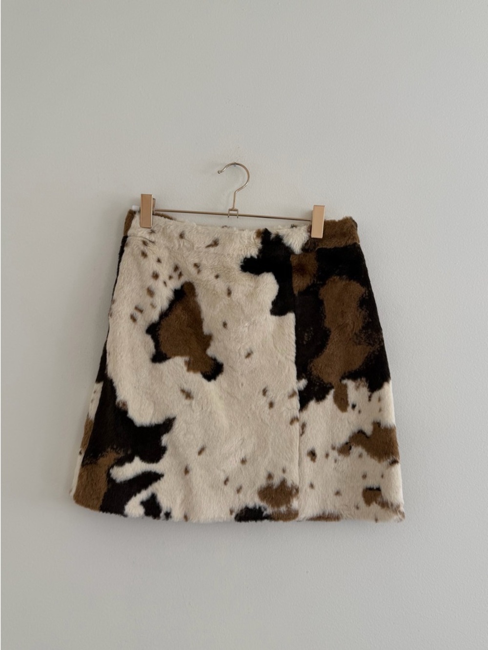 Cow Print Mini Skirt in Faux Horse Fur - Picture 2 of 5